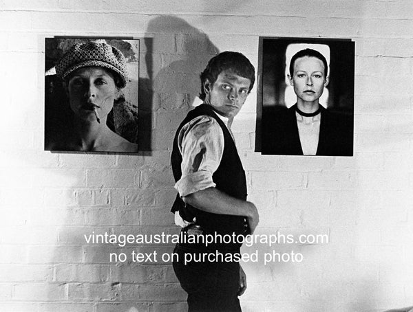 Richard Moir with portraits of Judy Morris on the set of "In Search of Anna"